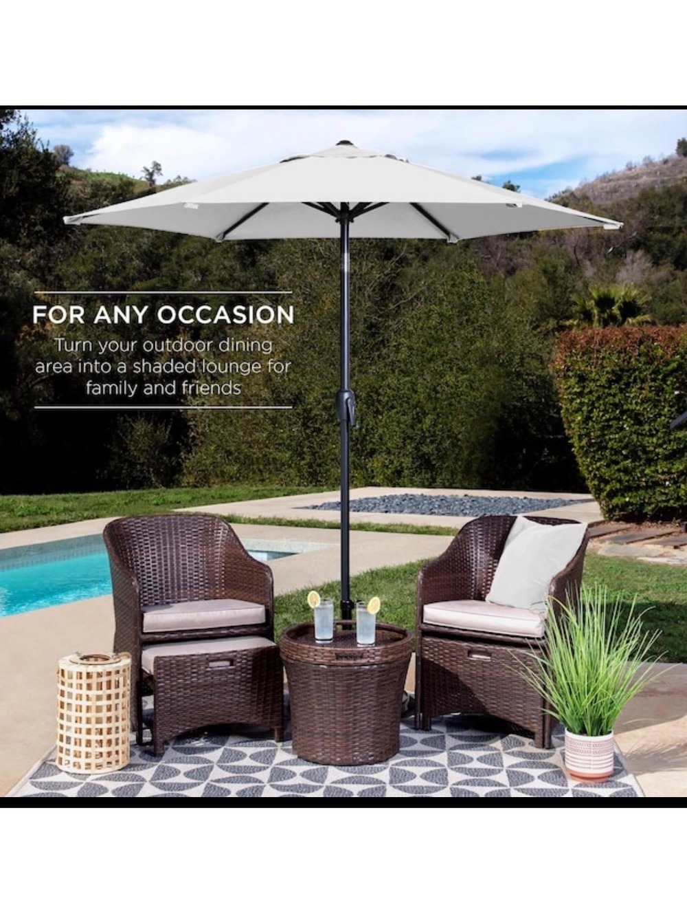 Best Choice Products 7.5FT White Patio Umbrella Crank Tilt Outdoor Market